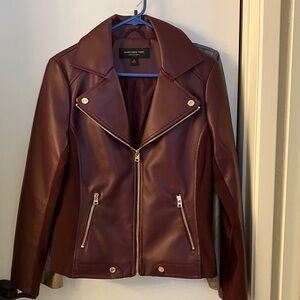 Marc New York. Elegant Burgundy Leather Jacket Gold Accents, only worn once!